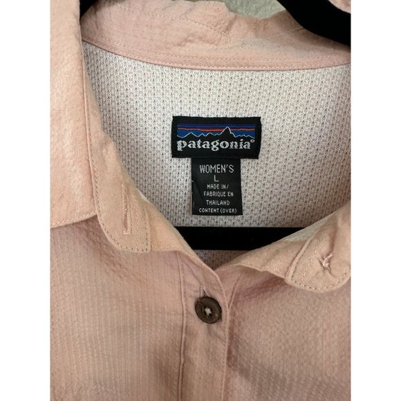 Patagonia womens Pink Blouse Large long sleeve button up Polyester collared - Picture 3 of 7